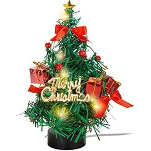 Goobay 60336 Kunstkerstboom 22 cm / LED-verlichting warm wit / kerstdecoratie voor bijzettafel, bureau of vensterbank