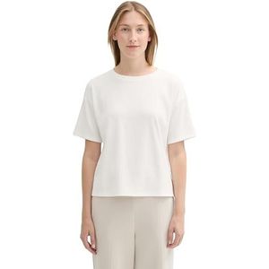 TOM TAILOR Los T-shirt voor dames met rib, 10315 - Whisper White, 3XL