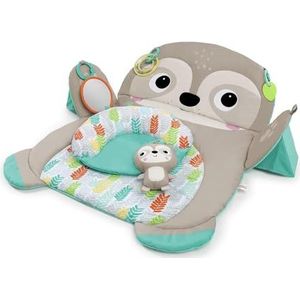 Bright Starts Sloth Tummy Time, XL kruipmat, 4 afneembaar speelgoed, steunkussen voor het spelen op de buik, machinewasbaar, vanaf de geboorte