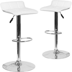 Flash Furniture Barkruk, modern, van vinyl, in hoogte verstelbaar, verchroomd, 2 stuks