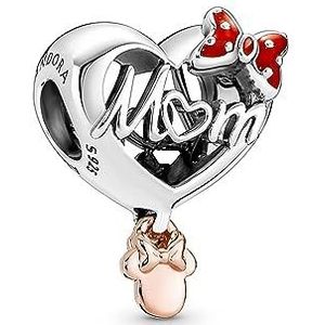 PANDORA x DISNEY 781142C01 bedeltje Minnie Mouse moeder hart zilver roségoud verguld, 8,94 x 16,92 x 13,04, sterling zilver, roségoud, geen edelsteen, Sterling zilver roségoud, Geen edelsteen