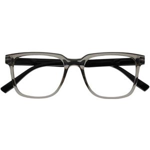 OPULIZE LEO Lunettes de lecture - Grande monture rectangulaire - Gris - Temples noirs - Homme Femme - Charnières à ressort - R55-7 - +2.00
