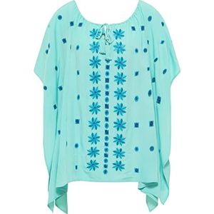 IKITA Poncho pour femme, Turquoise clair multicolore, L