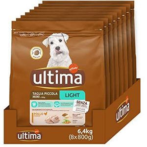 Ultima Klein formaat Light In Fat Kip - droogvoer voor honden - 8 x 800 g - in totaal 6,4 kg