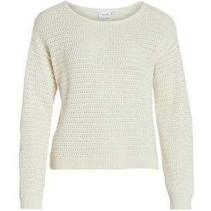 Vila Vibellisina Noos gebreide top met boothals, L/S, damestrui, Egret