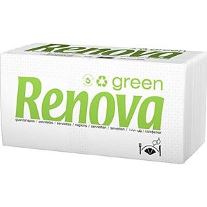 Renova - Renovagreen servetten, 200 servetten van gerecycled papier, Europees milieubord, standaardformaat