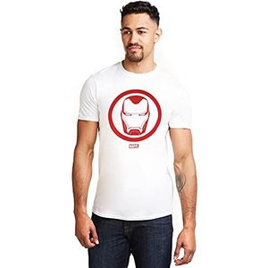 Marvel Iron Man Emblem-T Shirt, Wit (White Wht), L, Wit (Wit Wht)