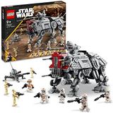LEGO 75337 Star Wars AT-TE Walker Model, Constructie speelgoed Set met 3 Clone Troopers, Battle Droids en een Dwarf Spider Droid, Kerstcadeau Idee