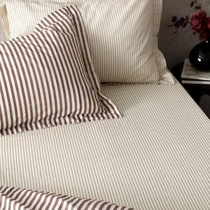 Yard Hebden Drap-housse en coton mélangé à rayures – Super King – Betterave