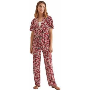 women'secret Lange pyjamaset met bloemen voor dames, Rode print