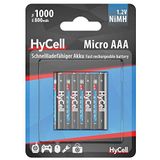 HyCell NiMH Micro AAA oplaadbare batterijen 1000 mAh 1,2 V (4 stuks) – Micro AAA-batterijen voor afstandsbediening, meetinstrument enz. – hoogwaardige kleine accu's