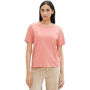 TOM TAILOR Dames T-shirt met hartjes print, 28155-stoffig pastelroze