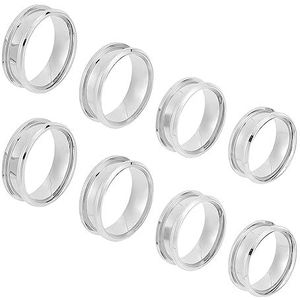 UNICRAFTALE Set van 16 blanco ringen van hypoallergeen roestvrij staal - 4 maten - lege ronde gegroefde ring voor het inleggen van ringen - sieraden en geschenken maken - Kleur staal