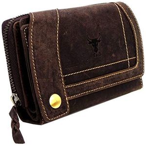 RFID buffelleer portemonnee XL portemonnee dames portemonnee buffelleer portemonnee portemonnee dames portemonnee portemonnee portemonnee, Donkerbruin