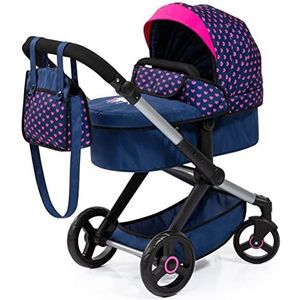 Bayer Design Combi Dolls Pram XEO - 72 x 38 x 65 cm - Poppenwagen - Blauw en Roze