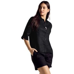 Street One Offic_ls_Solid T-shirt à col chemise pour femme, Noir, 46