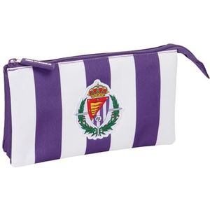 Safta Real Valladolid - Trousse triple, trousse pour enfant, idéale pour les enfants d'âge scolaire, confortable et polyvalente, qualité et résistance, 22 x 3 x 12 cm, Violet/Blanc, M, Décontracté