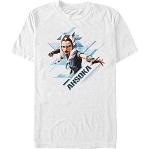 Star Wars Ahsoka Angled Organic T-shirt à manches courtes unisexe, Blanc., S