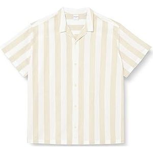 JACK&JONES PLUS Jprsummer Linen Stripe Shirt S/S Ps Chemise/Blouse, White Pepper/Fit:loose Fit, 5XL