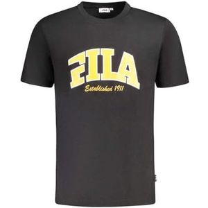 FILA Lanaken Regular Graphic Tee-Black-L, Noir, L