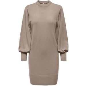 ONLY Onllabelle Life L/S Dress Knt Noos Damesjurk, Mocha Meringue/Detail: W. Melange