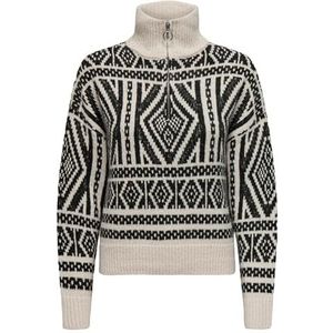 ONLY Onlfelicia Ls Zip Pullover Nca Knt Damestrui (1 stuk), Puimsteen/patroon: zwart