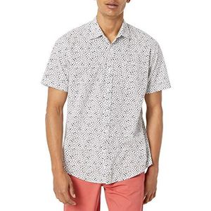 Amazon Essentials Heren bedrukt shirt korte mouwen klassieke pasvorm zwart wit geometrische print M