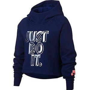 NIKE G NSW meisjes sweatshirt hoodie Crop PE JDI, meerkleurig – blauw (Blue Void/Lava Glow)