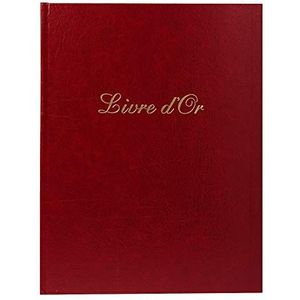 Exacompta - Artikelnr. 4715E -1 gastenboek leer Alpille - formaat verticaal: 27 x 22 cm - buitenkant en achterkant van leer - goudkleurige achterkant met titel - 140 effen pagina's van ivoorkleurig papier - kleur: rood