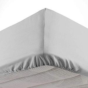 Douceur d'Intérieur Hoeslaken voor eenpersoonsbed, 90 x 190 cm, microvezel, effen, lichtgrijs, 100% polyester