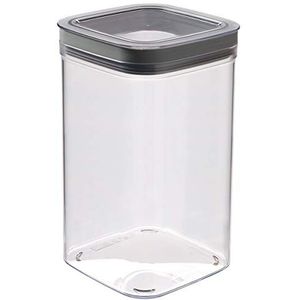 CURVER Dry Cube 1,8 l, luchtdichte en gebruiksvriendelijke bewaardoos voor de keuken, voor droge levensmiddelen, 11,8 x 11,8 x 19,7 cm, transparant/grijs