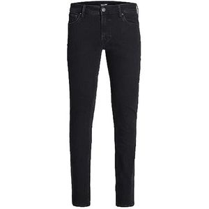 JACK & JONES Liam Skinny Jeans voor heren, denim, lage taille, knoopsluiting, zwart, 32W/34L, zwart.