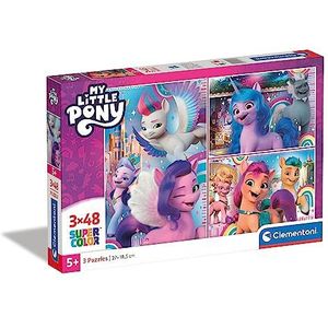 Clementoni - My Little Pony puzzel, 3 x 48 stuks, Does niet Apply Supercolor Pony-3 x 48 cm, kinderen 4 jaar, 3 stuks (48 stuks), cartoon-design, gemaakt in Italië, 25275, meerkleurig, medium