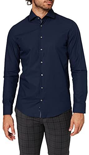 Seidensticker Slim Fit Popeline herenhemd met lange mouwen, Donkerblauw