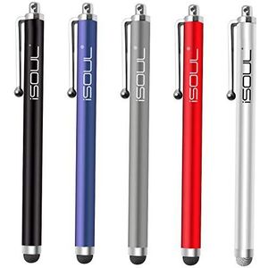 ISOUL 5 stuks stalen pennen voor capacitieve touchscreens voor iPhone, iPad Mini, Pro, Galaxy, Note, Tab, Nexus, Nokia, Blackberry, OnePlus, tablets en meer (Multi)
