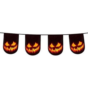 Boland 72300 - griezelige pompoen wimpelketting zwart/oranje kostuumaccessoire voor Halloween
