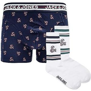 JACK & JONES Jacxmas Candy Giftbox Jnr Boxershorts voor jongens, Marineblauw/set: wit