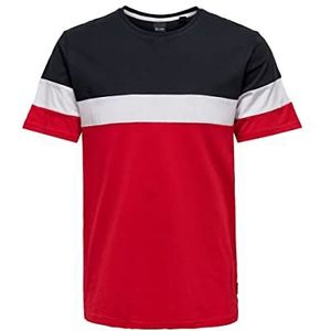 ONLY & SONS Onsbailey Colourblock SS Tee Exp T-shirt voor heren, Dark Navy/Detail: Racing Red Bottom