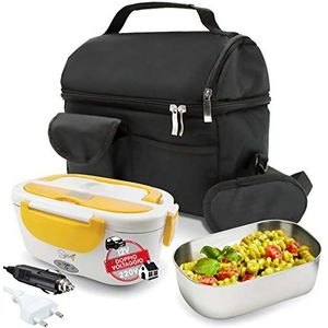 Spice Set koeltas met schouderriem + gele theewarmer van roestvrij staal, uitneembare bak van roestvrij staal Borsa Term + Doppio Voltaggio 1,5 l Bianco, geel, zwart