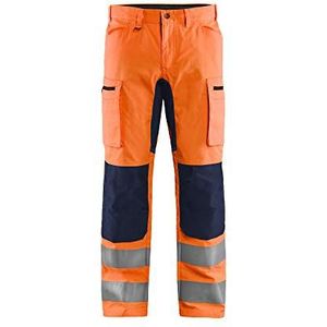 Blaklader 158518115389D124 werkbroek stretch hoge schroef werkbroek maat D124 oranje navy, Oranje met hoge zichtbaarheid, marineblauw.