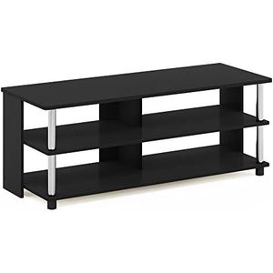 Furinno Houder met 3 niveaus voor tv tot 48 inch, bewerkt hout, roestvrij staal/Amerikaans, 39,4 (D) x 104,4 (B) x 40,1 (H) cm