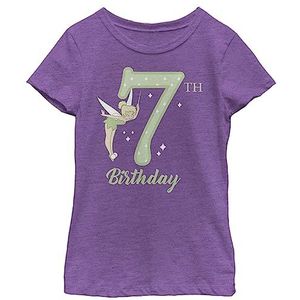 Disney Tinker Bell Tink 7th Birthday Girl's Heather Crew Tee, Violet, XS, Paars.