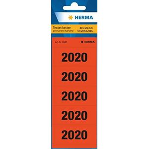 HERMA 1680 stuks cijferstickers 2020 voor mappen (60x26mm, papier, mat, ondoorzichtig) zelfklevend, permanent hechtend, 100 stuks rode etiketten