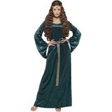 Smiffys 45497X1 - Dames middeleeuws maagd kostuum, jurk en haarband, maat: XL, groen