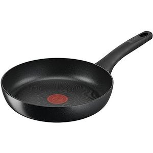 Tefal G28804 Hard Titanium On Braadpan, 24 cm, aluminium, onschadelijke antiaanbaklaag, temperatuurweergave, geschikt voor alle warmtebronnen, geschikt voor inductie, zwart