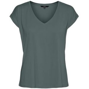 Vero Moda Vmfilli Ss T-shirt met V-hals voor dames, Groene balsem