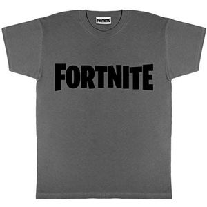 Fortnite Tekst Logo Heren T-Shirt Houtskool XL | S-XXL, Gamer Xbox PS4 PS5 Switch Classic Crew Neck Graphic T-stuk, Verjaardagscadeau voor jongens, voor thuis of in de sportschool