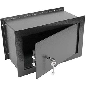 PrimeMatik Safe voor wandbevestiging, van staal, met sleutel, 26 x 15 x 18 cm, zwart