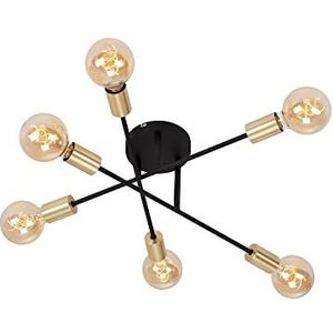Briloner Plafondlamp, 6 lampen, draaibaar, max. 60 W, mat zwart goud