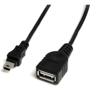 StarTech.com Mini-USB-kabel 2.0, 30 cm, USB-A-kabel naar mini-B-aansluiting/stekker, zwart (USBMUSBFM1)